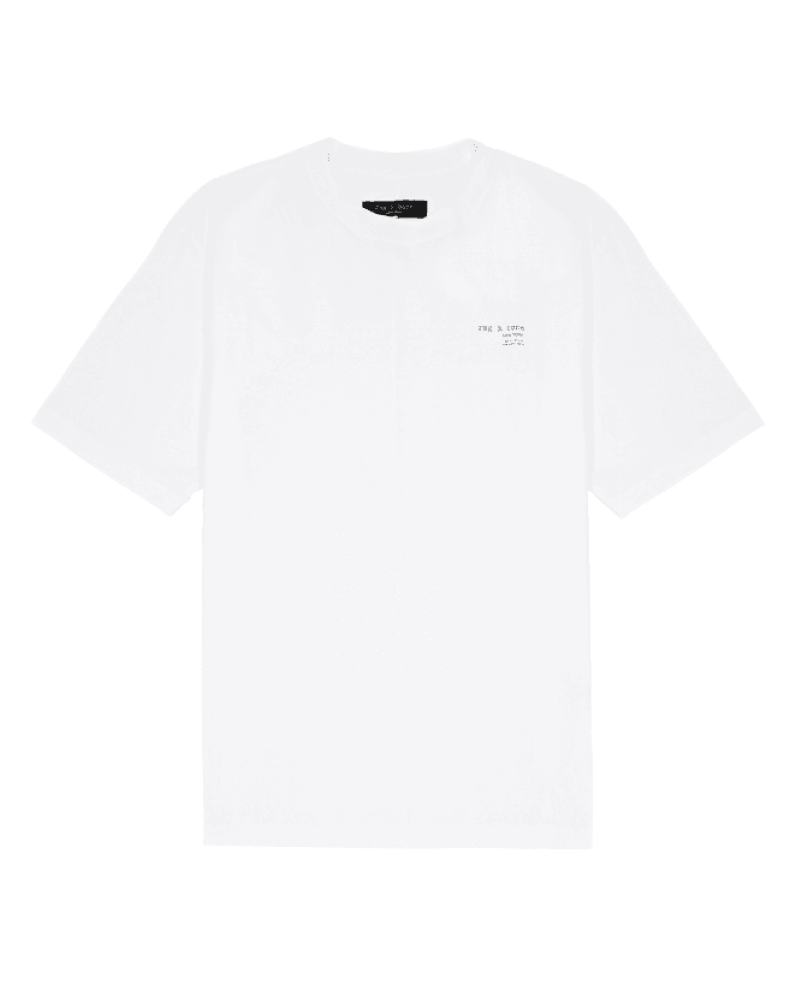 Rag & Bone Men 100% Cotton Crew Neck Front Logo Short Sleeves 425 Tee White