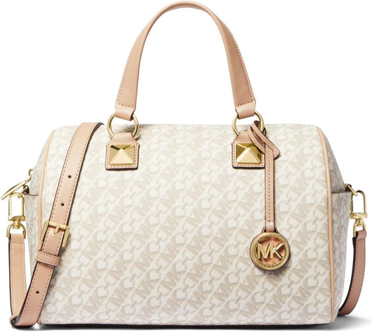 Michael Kors Grayson Medium Duffle Satchel, Vanilla