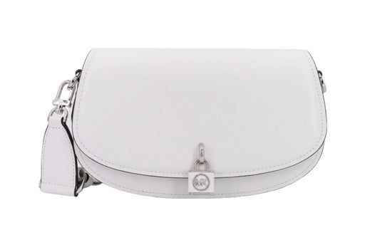 Michael Michael Kors Women's Mila Medium Leather East West Sling Messenger Optic White