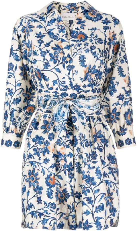 Cara Cara Women Leighton 100% Cotton Belted Dress Azure Alexandria Floral