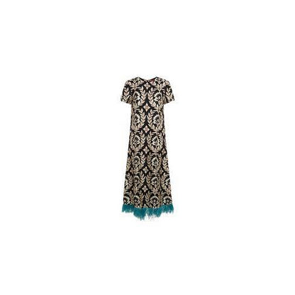 La DoubleJ Women's Edition 35 Feather-Embellished Swing Maxi Dress